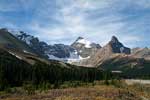 Het laatste uitzicht over Hilda Peak en Mount Athabasca voor we richting Banff rijden