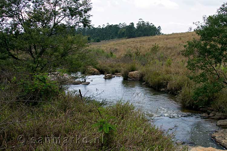 We volgen dit stroompje tijdens onze wandeling door Mlilwane Wildlife Sanctuary