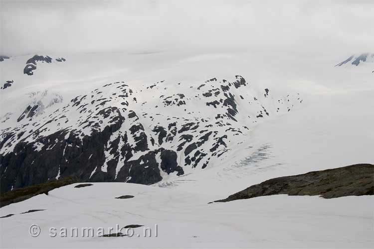 Veel wit bij het Harding Icefield in Alaska