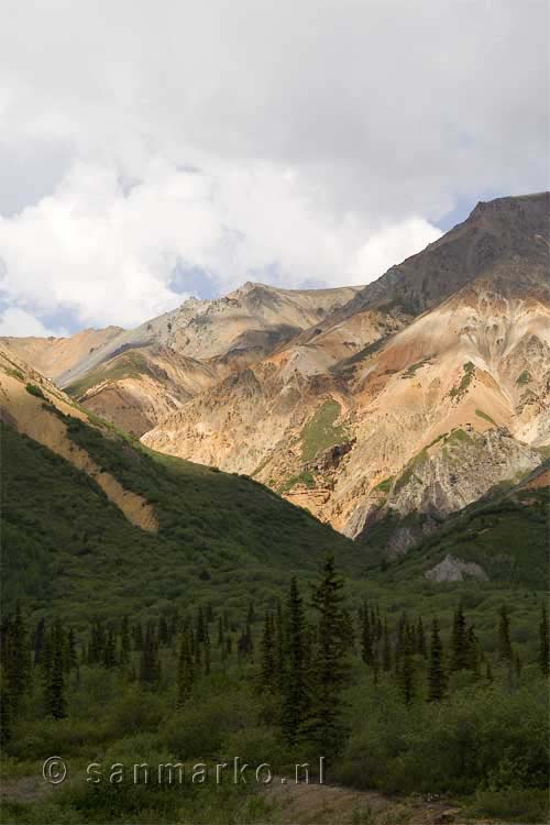 De kleurrijke Sheep Mountain in Alaska