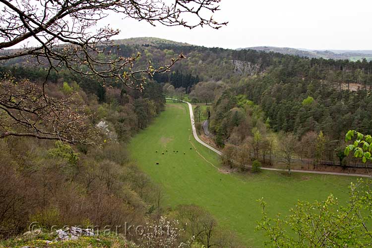 Vanaf het uitzichtpunt een schitterend uitzicht over de Ardennen bij Han-sur-Lesse