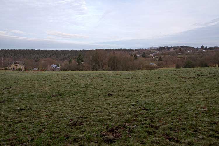 Het uitzicht over Harre aan het begin van onze wandeling door de bossen