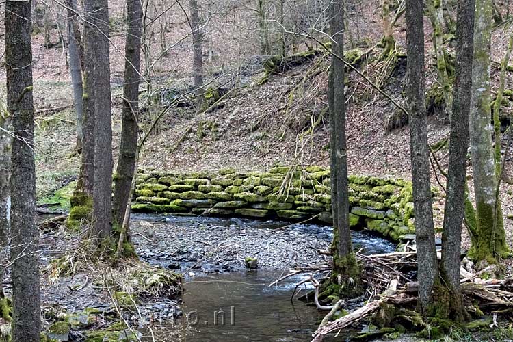 De zijstroom van La Semois slingert door het landschap in La vallée de l'Antrogne