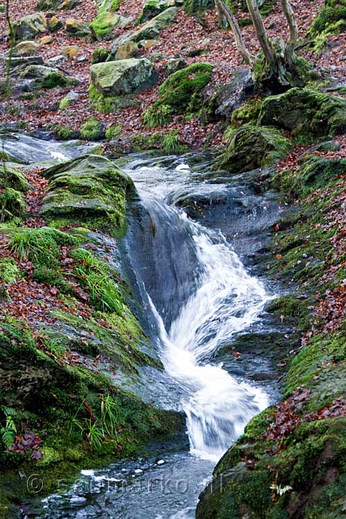 Een kleine waterval in de Ninglinspo bij Noncèveux in de Ardennen