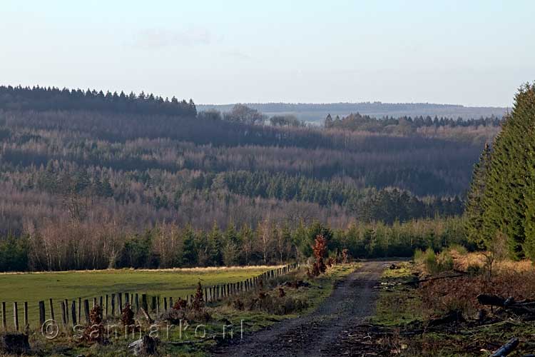 Het uitzicht over de Ardennen bij Noncèveux in België