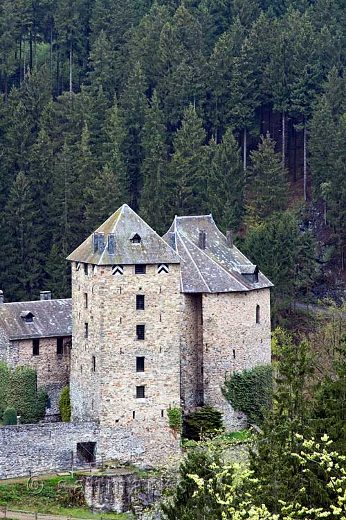 De toren van Chateau Reinhardstein in de Ardennen in België