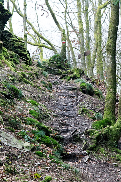 Het wandelpad over de Crêtes de Frahan tussen Poupehan en Frahan in België