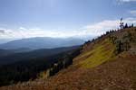 Het uitzicht over Manning Provincial Park aan het begin van het Heather Trail