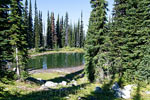 Een leuk klein meer net voor we bij Eva Lake aankomen in Mount Revelstoke National Park