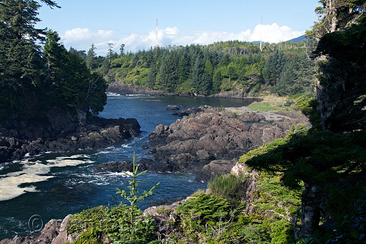 Vanaf het Wild Pacific Trail het uitzicht richting Ucluelet