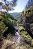 De vallei van de Moul Falls in Wells Gray Provincial Park