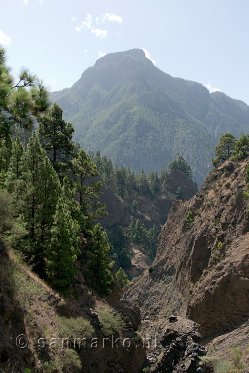 Barranco Bombas de Agua en Pico Bejanado vanaf het wandelpad door de Caldera de Taburiente