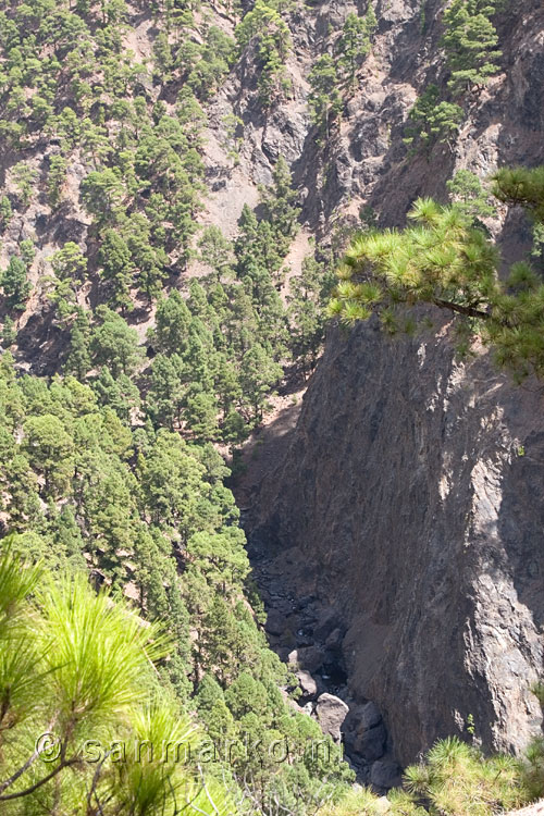 Het begin van de Barranco de las Angustias tijdens de wandeling in de Caldera de Taburiente