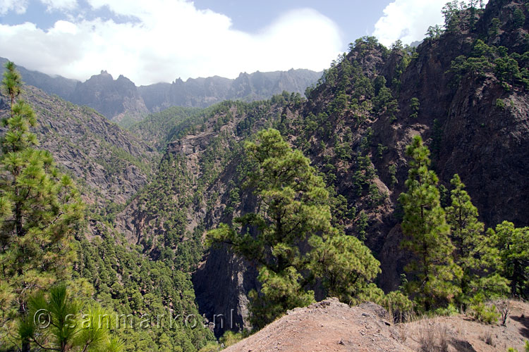 Uitzicht over de Caldera de Taburiente vanaf het wandelpad langs de Barranco de las Angustias