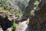Afdalen in de Barranco de las Angustias in de Caldera de Taburiente op La Palma