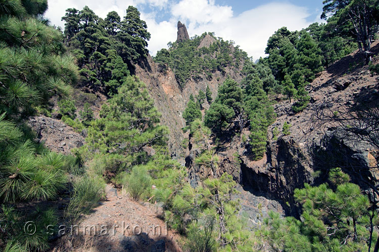 Een blik terug vanaf het wandelpad richting Roque Idafe door de Barranco de las Angustias