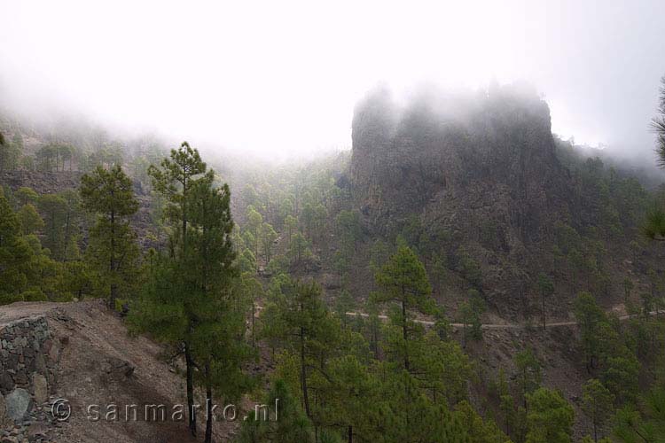 Wolken drijven over de bergen tijdens de wandeling bij Cruz Grande op Gran Canaria