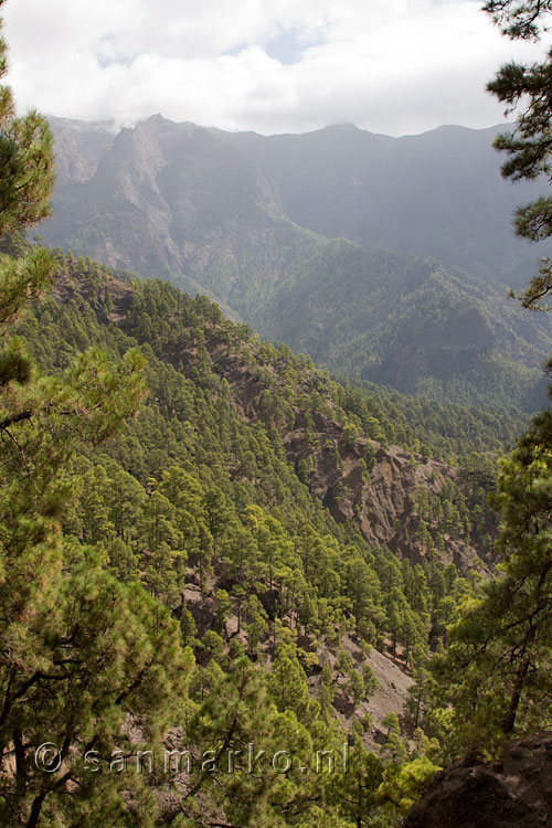 Vanaf Los Brecitos het uitzicht op Caldera de Taburiente op La Palma