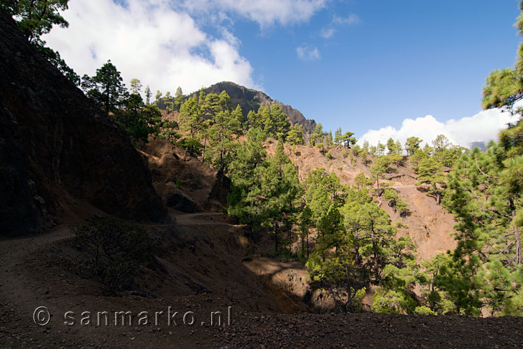 Het wandelpad naar het uitzichtspunt bij La Cumbrecita over Caldera de Taburiente