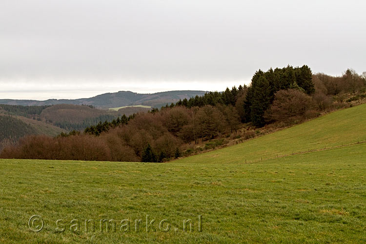 Een schitterend uitzicht vanaf het wandelpad over de Eifel bij Cassel in Duitsland