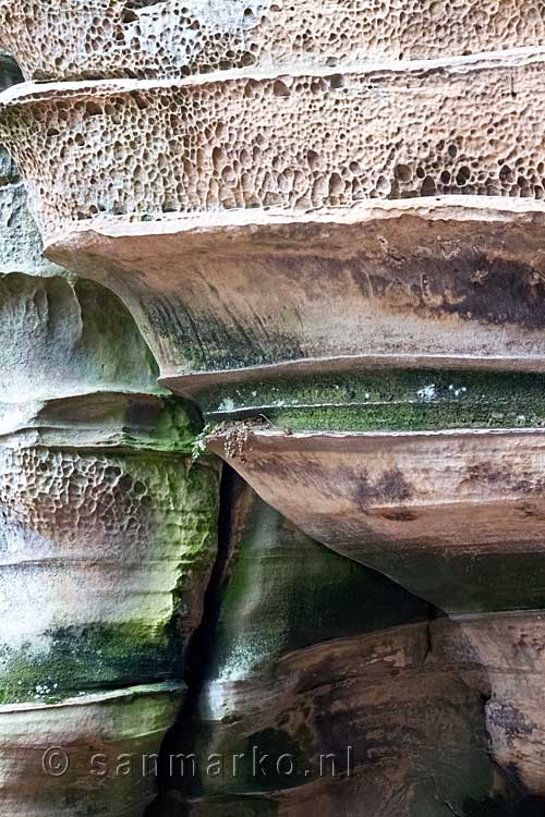 Een close up van de kalksteen van de Teufelsschlucht bij Irrel in Duitsland