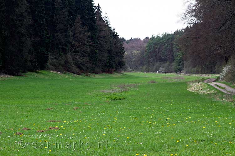 Vanaf het wandelpad een mooi uitzicht over het Lampertstal in de Eifel