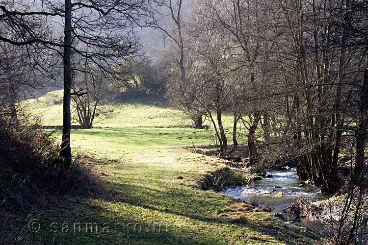 Een mooi uitzicht over de Nohnerbach bij Nohn in de Eifel in Duitsland