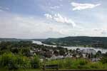 Het uitzicht over Königswinter en de Rijn in het Siebengebirge bij Bonn