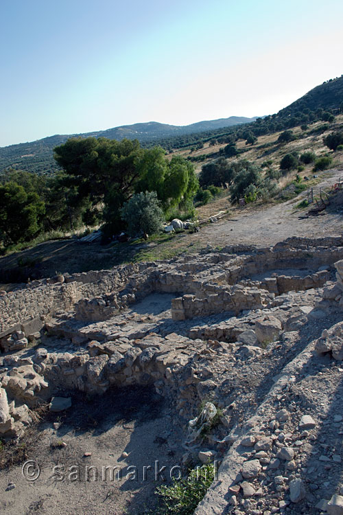 Het uitzicht van de opgraving van Festos op Kreta