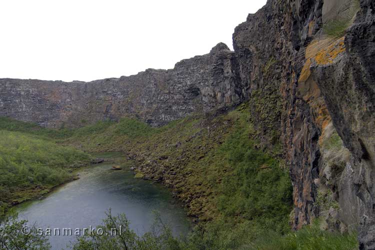 Uitzicht over de natuur van Ásbyrgi in het Jökulsárgljúfur National Park