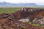 Vanaf de kraterrand Eldborg uitzicht richting de Snæfellsjökull op IJsland