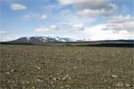 Rijdend over de Kjölur het uitzicht over de Hrútfellsjökull en Langjökull