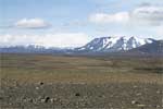 Uitzicht over de gletsjers Hrútfellsjökull en Langjökull vanaf de Kjölur