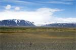 Uitzicht vanaf de Kjölur op de gletsjer Norðurjökull en Skriðufell bij Hvítárvatn