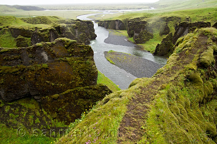 De schitterende natuur rondom de kloof Fjaðrárgljúfur in IJsland