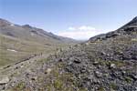 Wandelpad door het Heinabergsdalur naar het gletsjer meer van de Heinabergsjökull