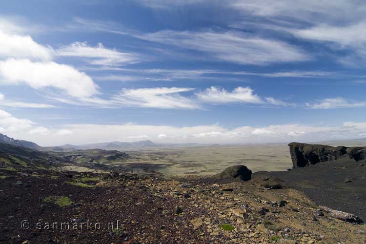 Uitzicht  vanaf het wandelpad op Mosfellsheiði vanaf Hengill