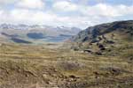 Uitzicht vanaf de weg over de de Öxi pas in IJsland