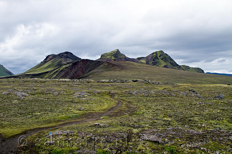 Het wandelpad richting de camping van Landmannalaugar in IJsland
