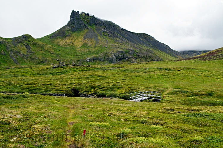 De mooie lava creaties aan het begin van de wandeling naar Rauðhóll op Snæfellsnes