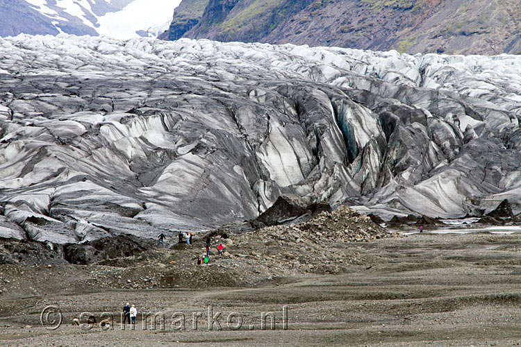 Aan het eind van het wandelpad uitzicht op de Skaftafellsjökull in Skaftafell NP