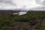 Het uitzicht over de natuur vanaf Höfði richting Mývatn bij Reykjahlíð