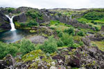 Het pittoreske dalletje van Gjáin in IJsland