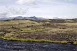 Vanaf een parkeerplaats de Mýrdalsjökull gletsjer en de Katla vulkaan in IJsland