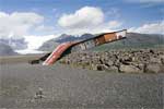 Brug verwoest door de jökulhlaup op Skeiðarársandur in November 1996