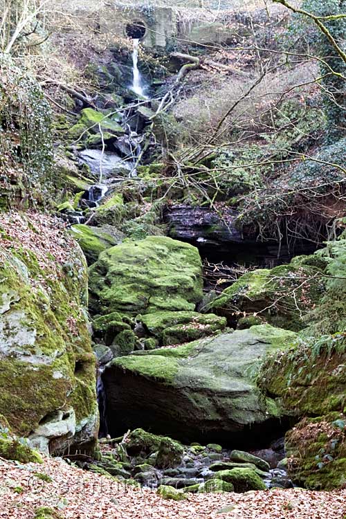 Een kleine waterval komt uit in de Haupeschbaach wandelend in de omgeving van Beaufort