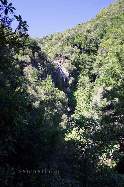 Uitzicht op een nauw dal bij Queimadas richting Caldeirão Verde op Madeira