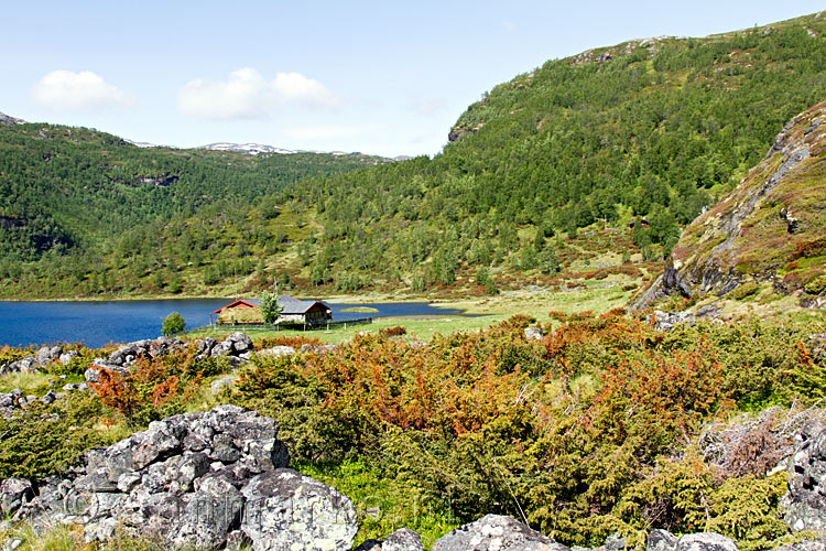 Aan het begin van de wandeling door de Aurlandsdalen een schitterend uitzicht