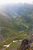 De haarspeldweg naar Geiranger gezien vanaf Dalsnibba in Noorwegen