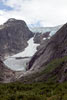 Na een klim over het wandelpad het eerste uitzicht over de Brenndalsbreen